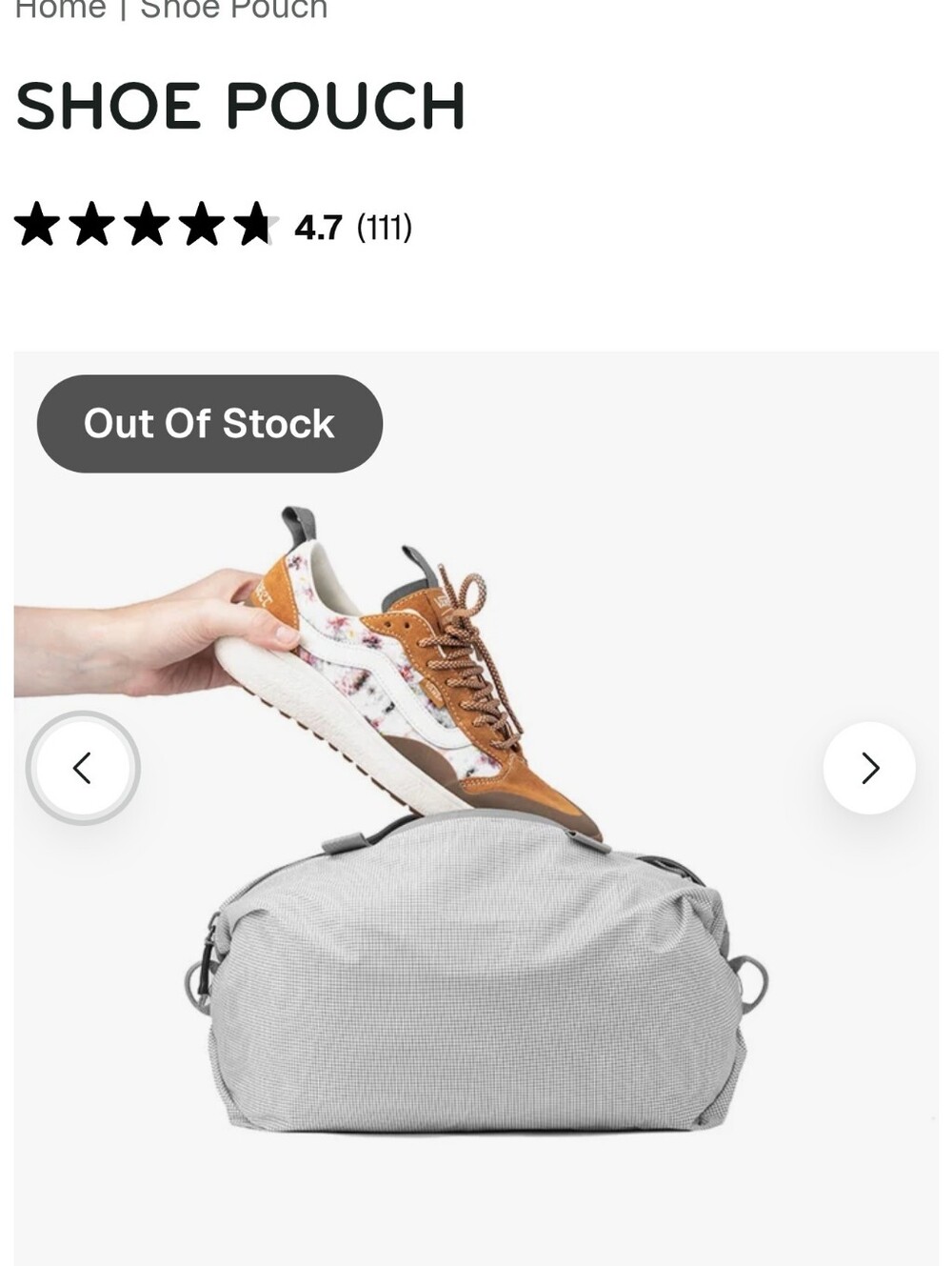 PeakDesign BNWT Shoe Pouch - 6L Capacity O/S